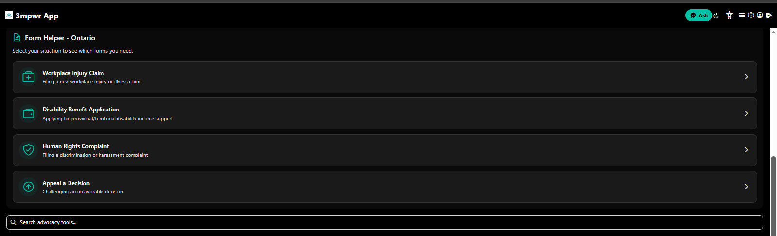 Advocacy tools and options