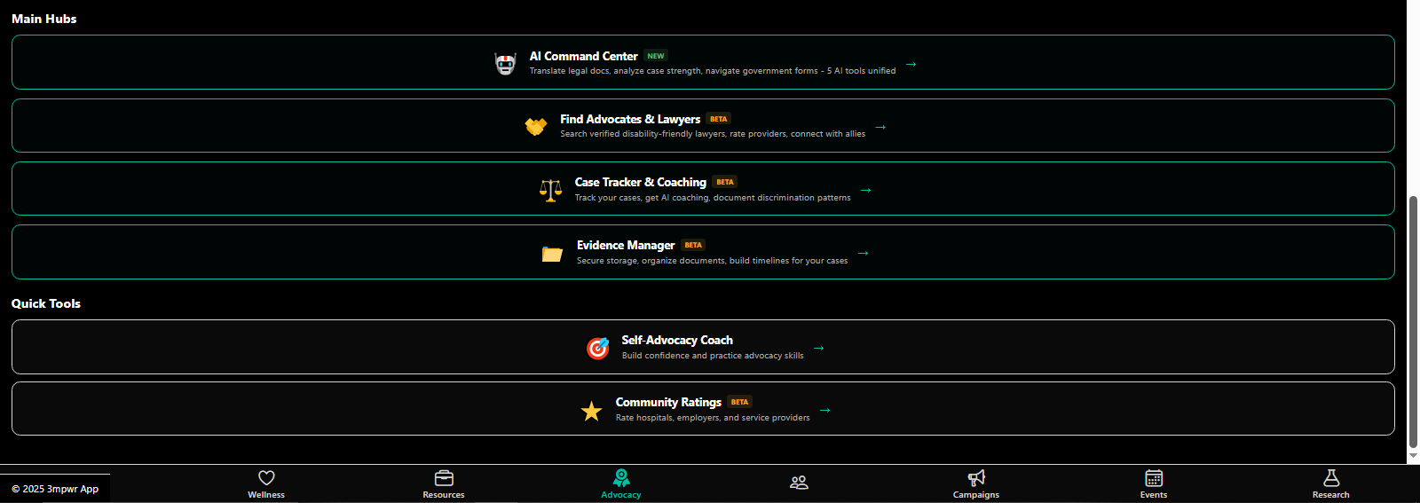 Additional advocacy features