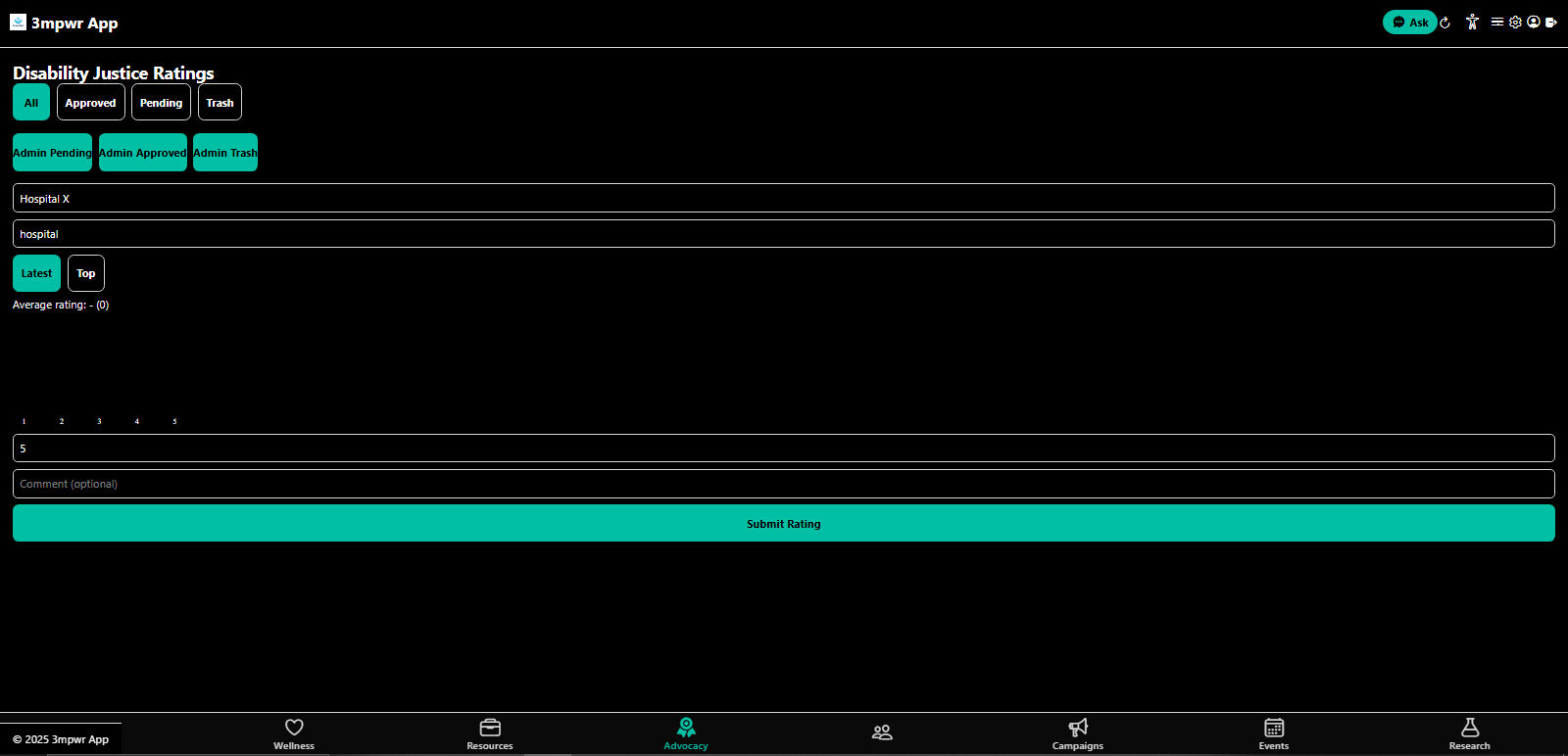 Community ratings for lawyers and advocates