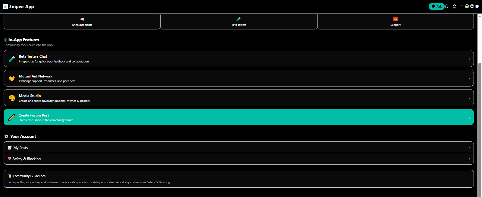 Community discussions and support
