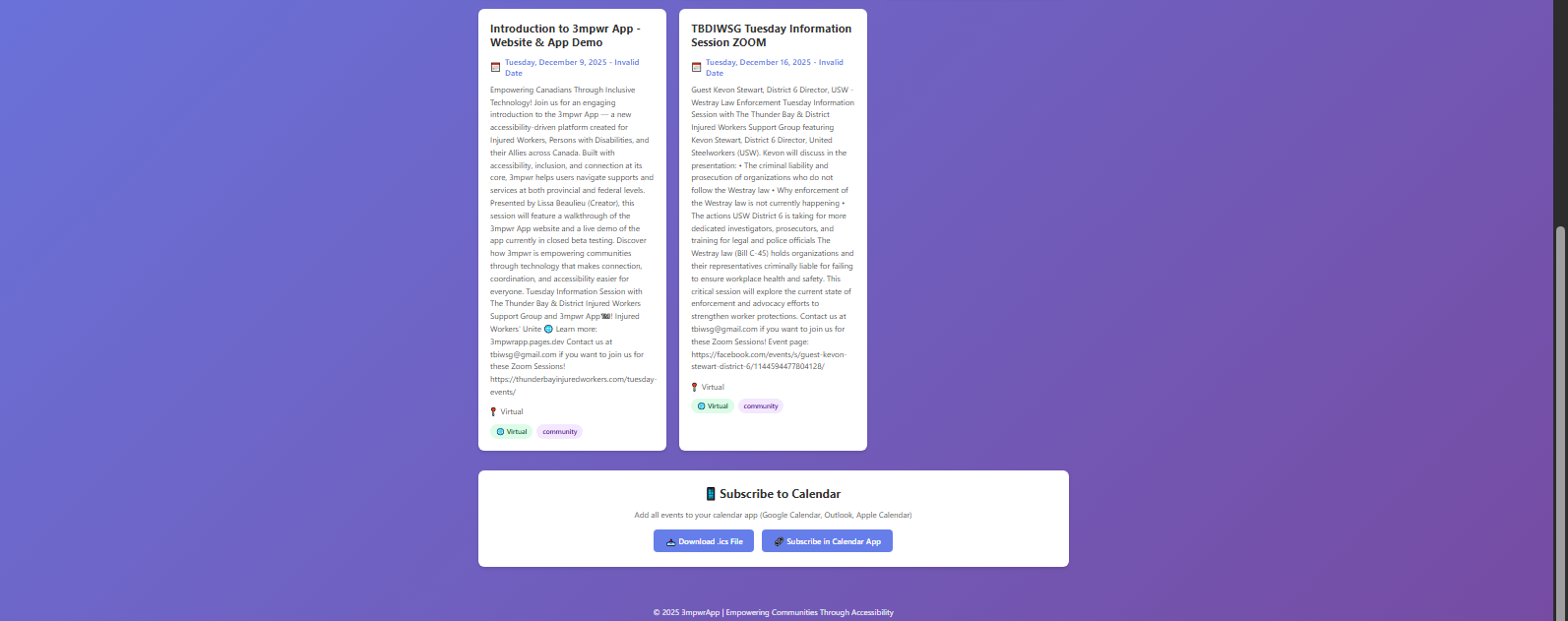 Calendar with events