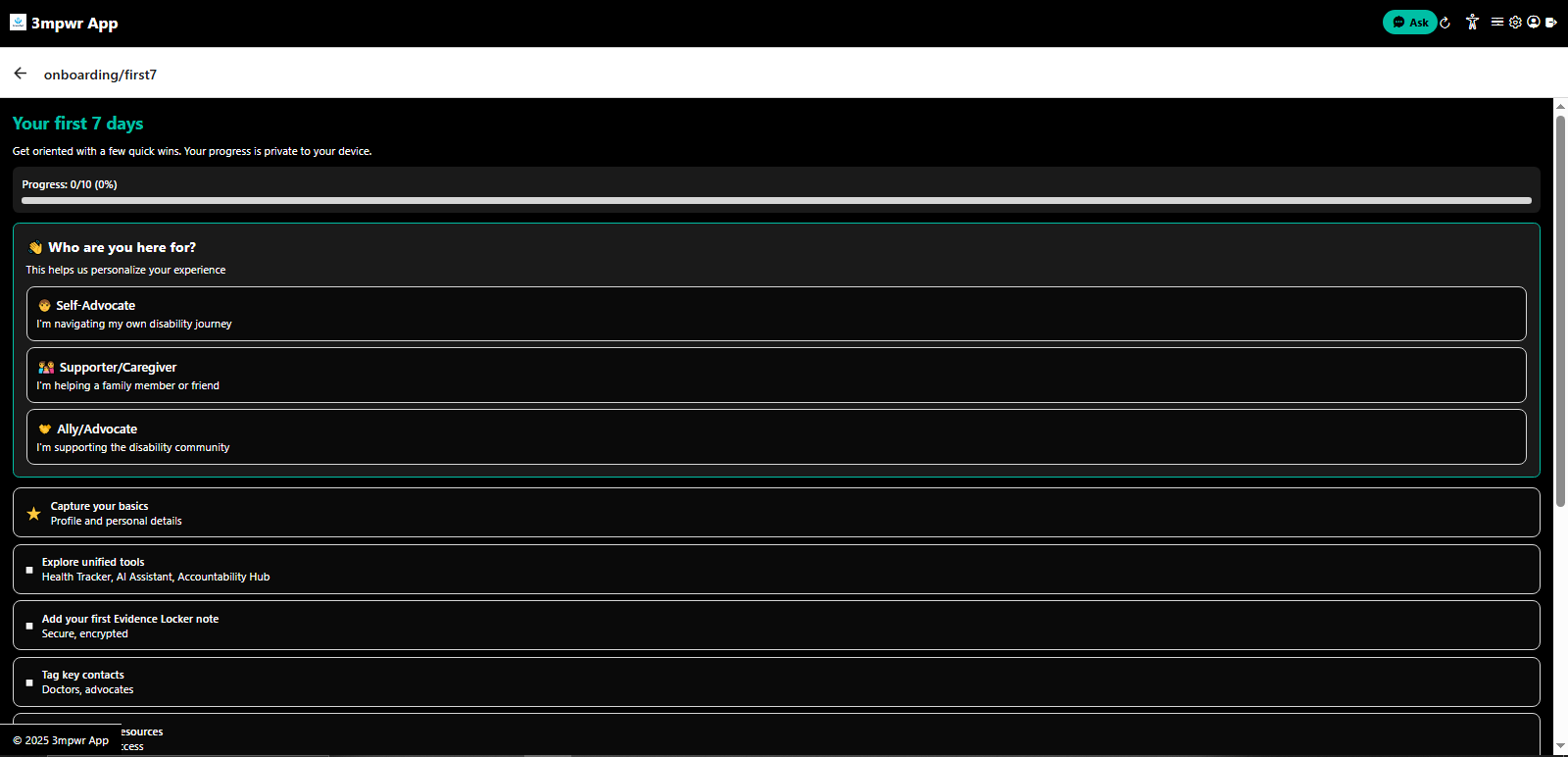 First 7 days onboarding experience