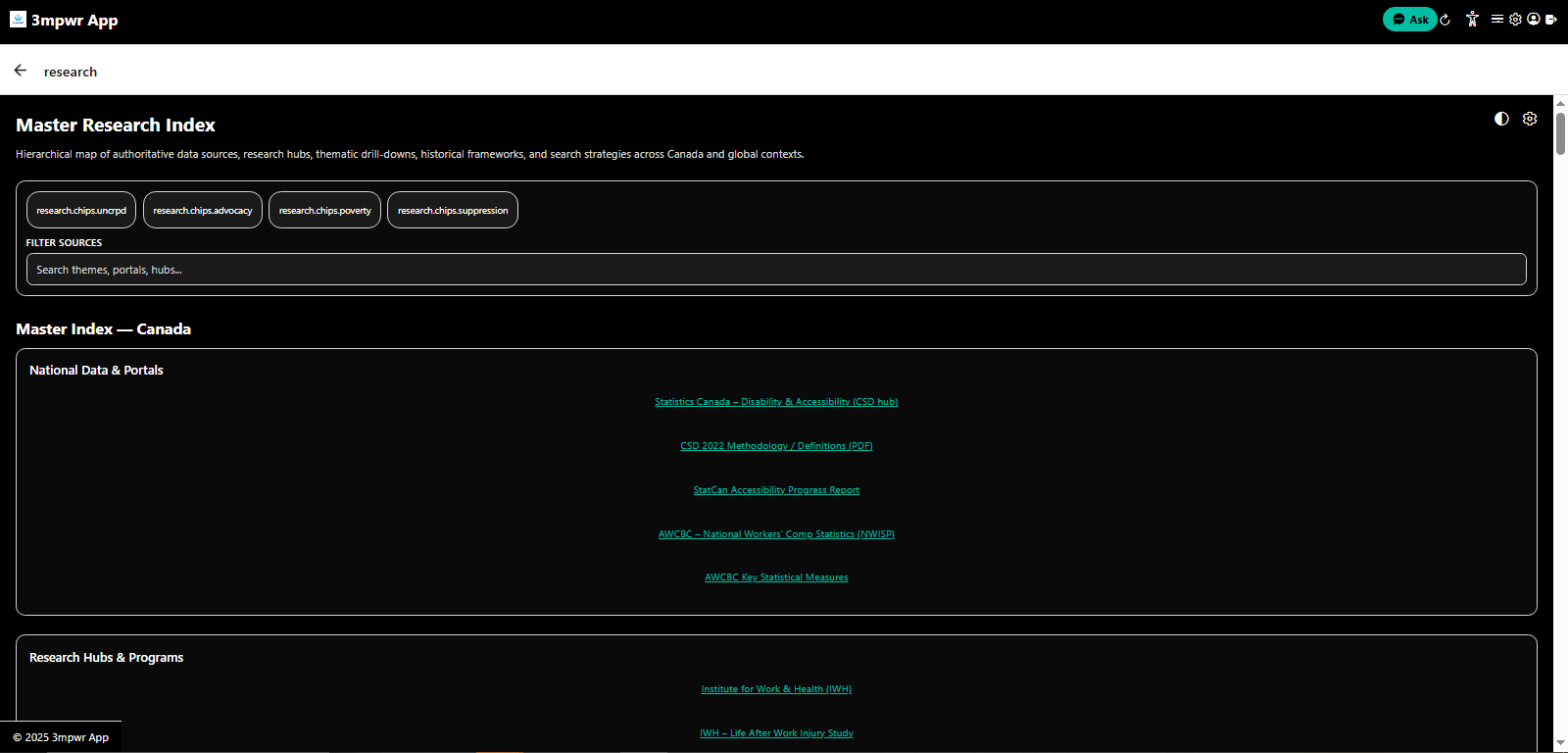 Master Research Index