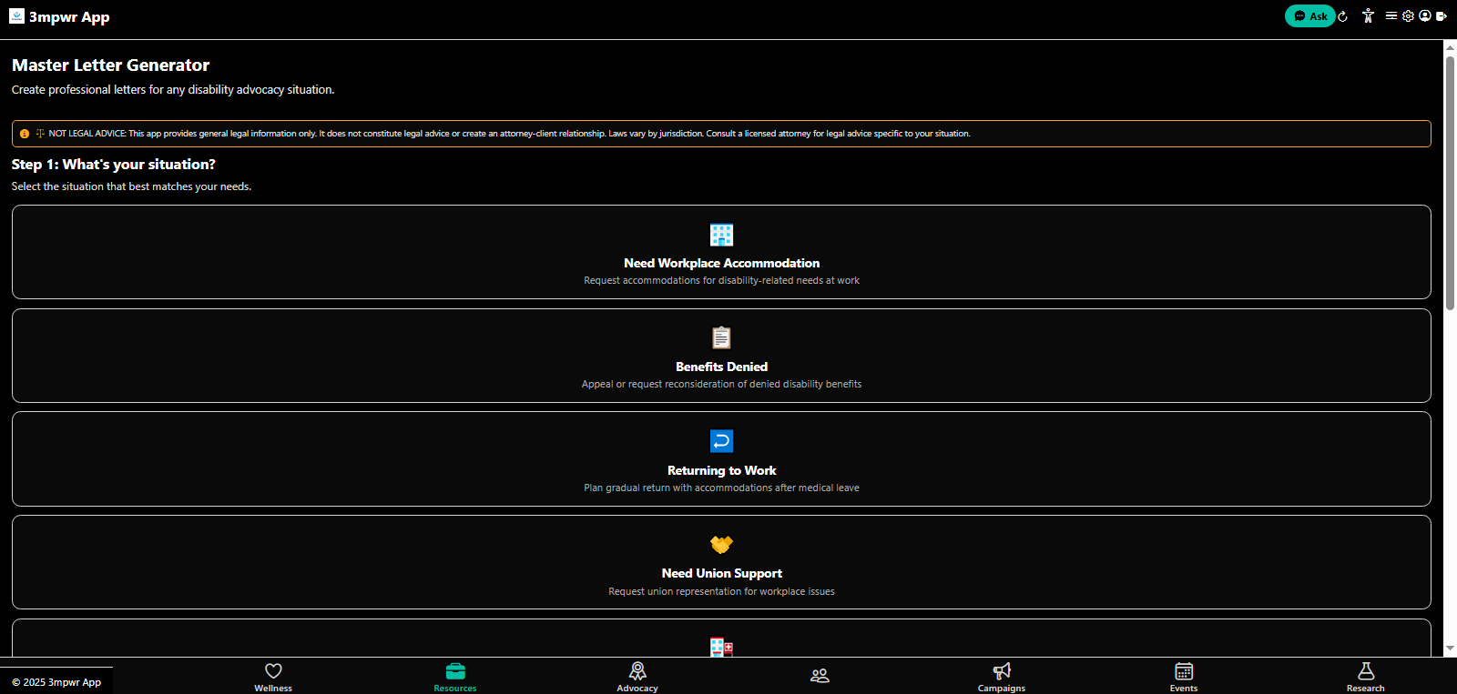 Letter Generator interface