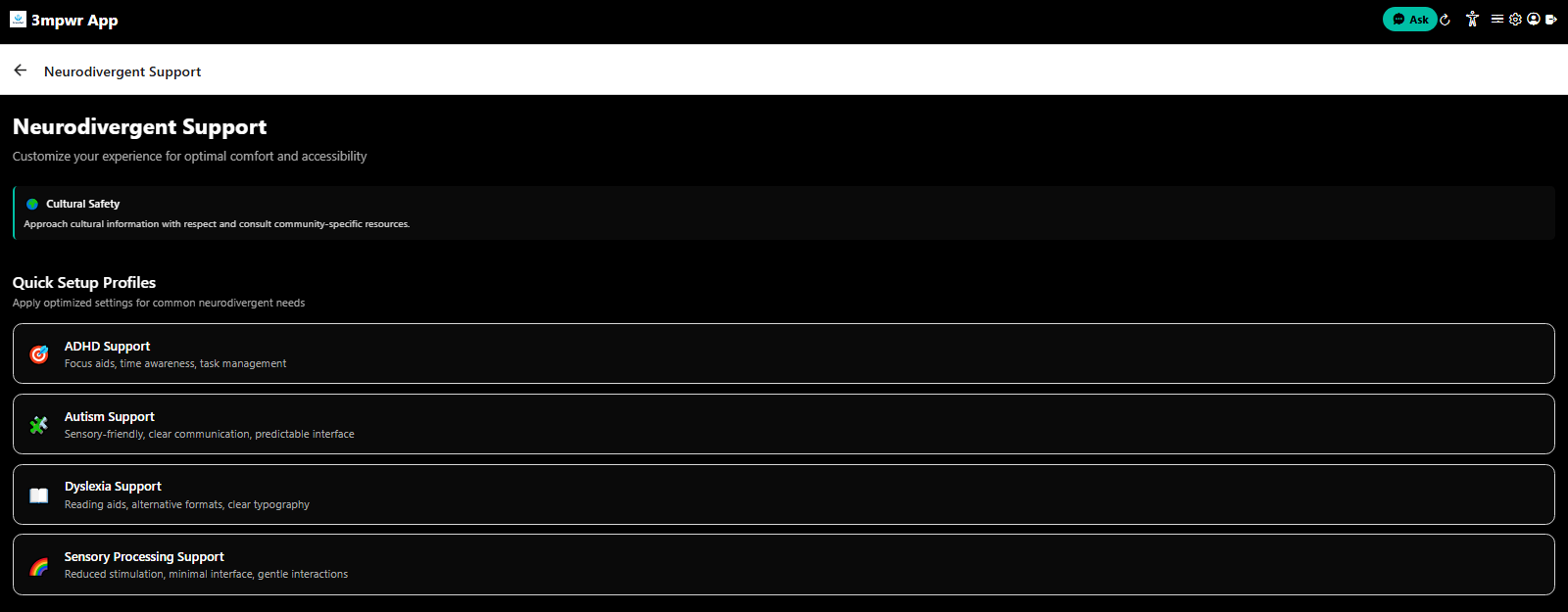 Neurodivergent support
